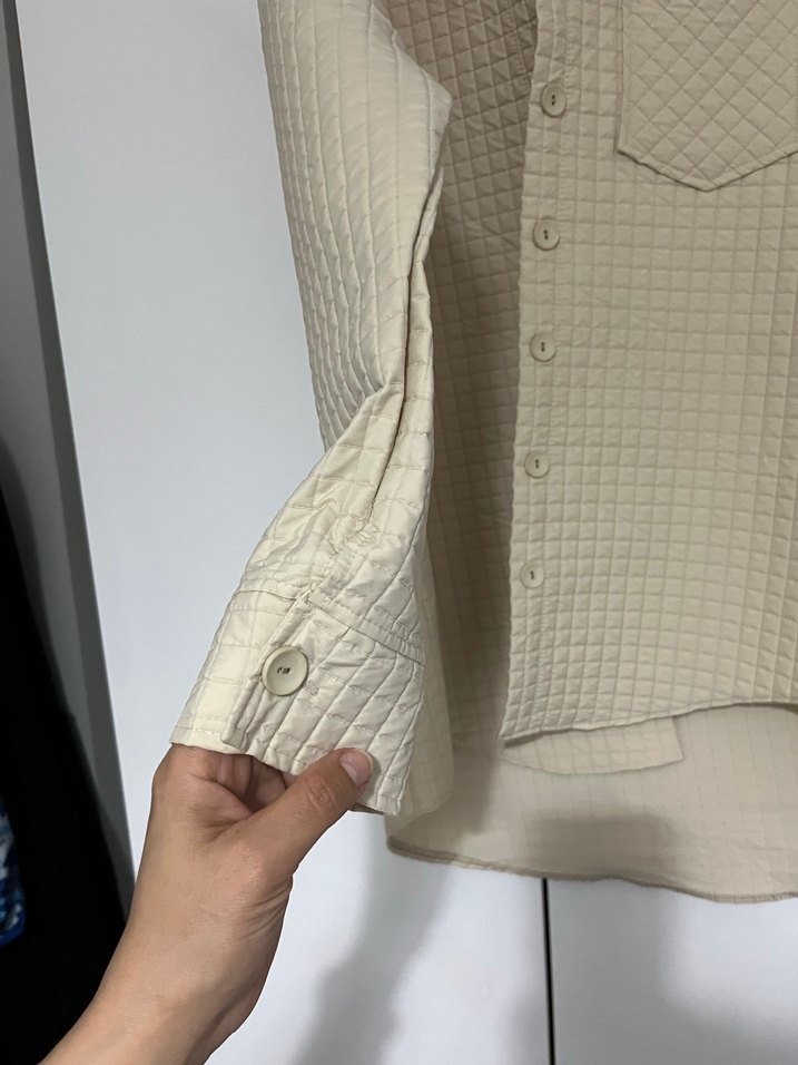 Bej Düğmeli Kadın Keten Gömlek - Görsel 2