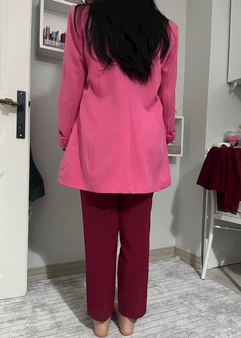 Pembe Düğmeli Kadın Blazer Ceket - Görsel 3