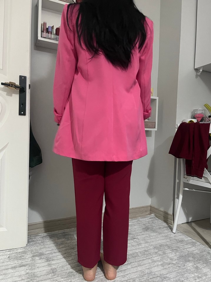 Pembe Düğmeli Kadın Blazer Ceket - Görsel 3