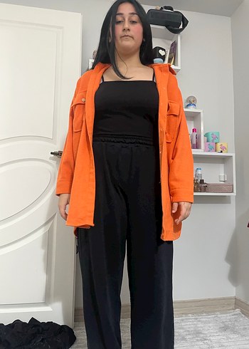 Turuncu Midi Hamile Ceketi - Görsel 3