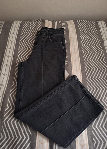 Straight yüksek bel düz paça siyah jean pantolon 