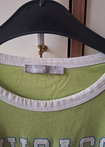 m Beden Baskılı yeşil renk crop tshirt