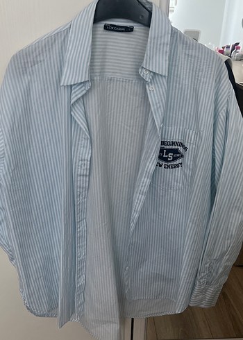 LCW Casual Mavi Çizgili Kadın Gömlek - Görsel 2