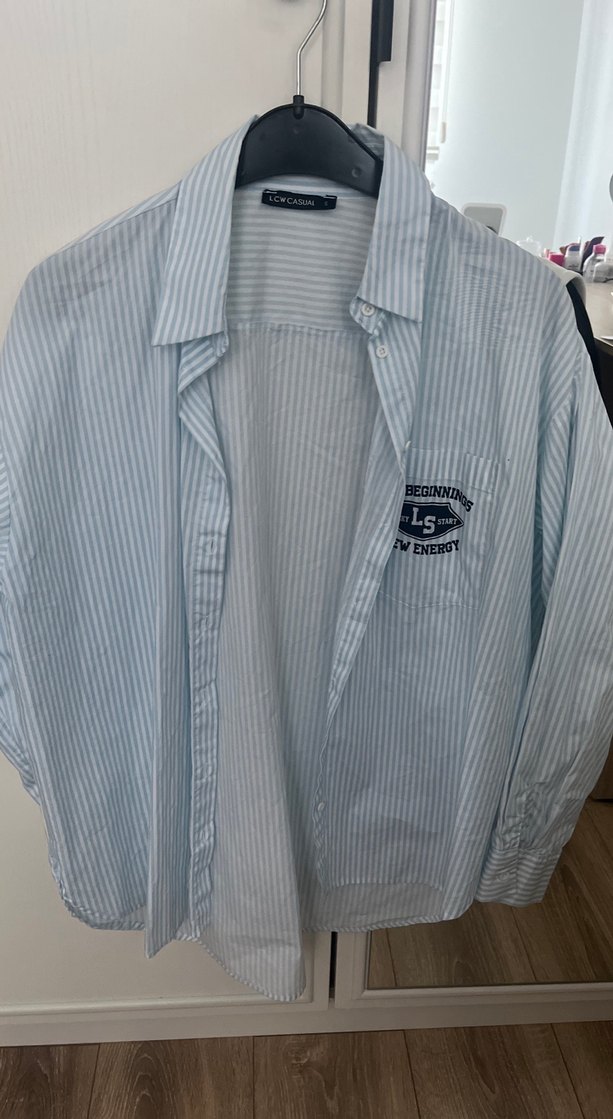 LCW Casual Mavi Çizgili Kadın Gömlek - Görsel 2