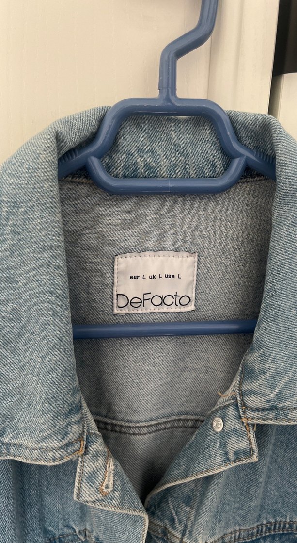 Kadın Mavi Denim Ceket, Düğmeli, Salaş Kesim - Görsel 2