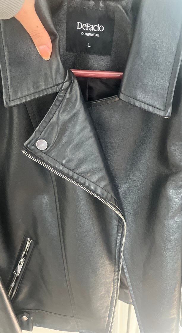 Siyah Deri Biker Ceket - Görsel 3