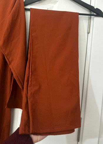 Drapeli Uzun Kollu Kahverengi Kadın Takım - Görsel 3