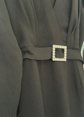 Kürk Detaylı Siyah Uzun Kadın Elbise - Görsel 3