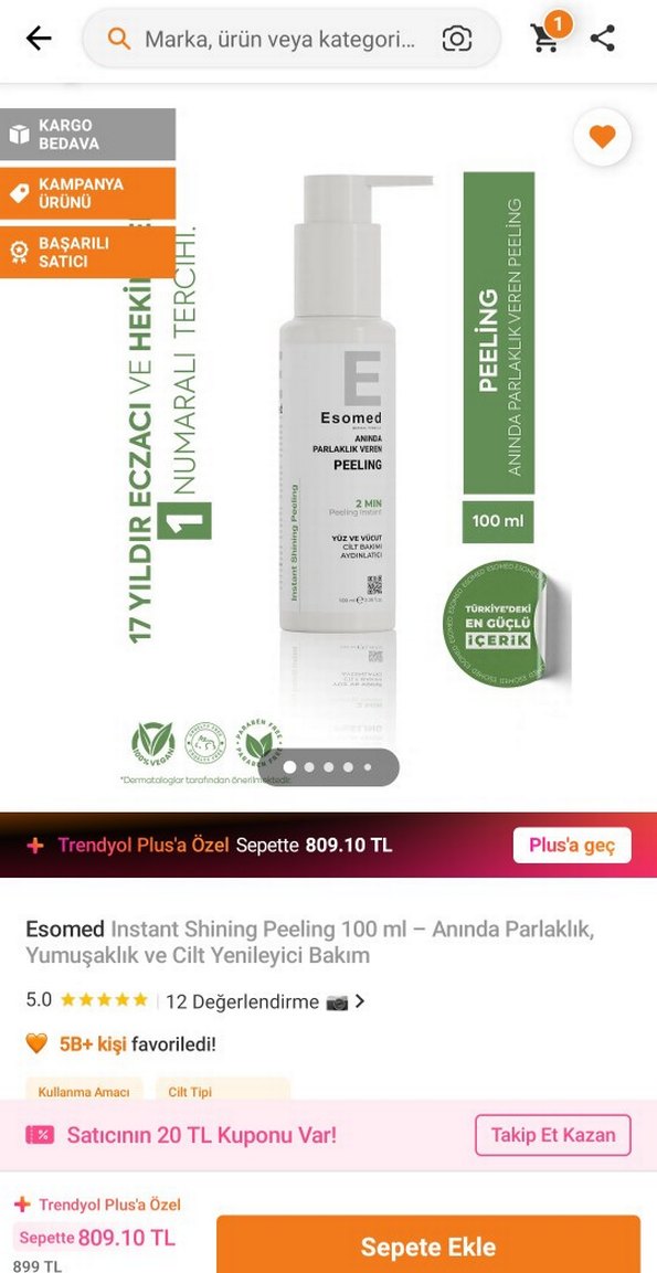 Esomed Instant Shining Peeling 100 ml - Görsel 2
