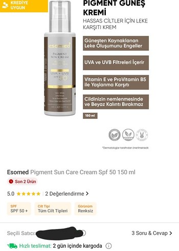 Esomed Pigment Güneş Kremi SPF 50 150 ml - Görsel 2