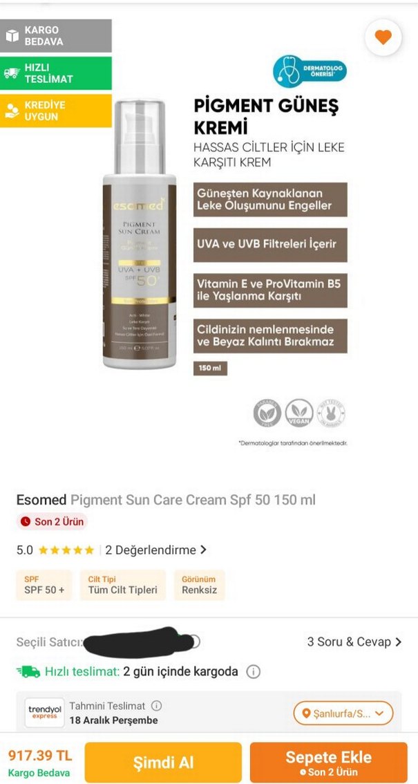 Esomed Pigment Güneş Kremi SPF 50 150 ml - Görsel 2