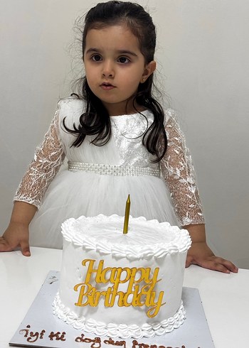 Beyaz Kabarık Kollu Kız Çocuk Elbisesi - Görsel 2