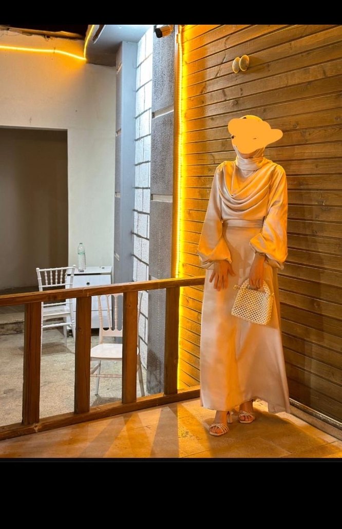 Beyaz Uzun Kollu Drapeli Kadın Elbise - Görsel 4