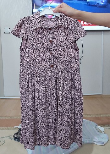 Pembe Midi Düğmeli Günlük Elbise