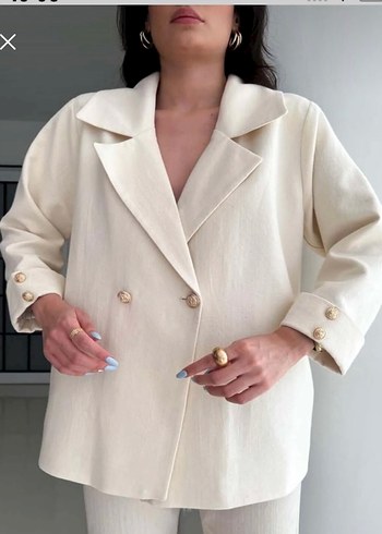 LC Waikiki Beyaz Keten Mini Kadın Blazer Ceket