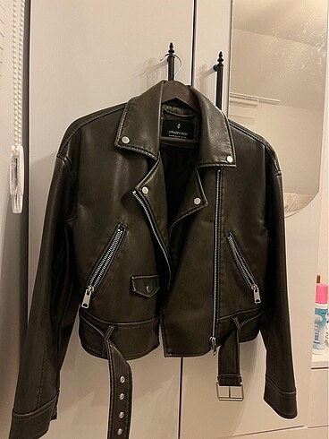 stradivarius biker deri ceket