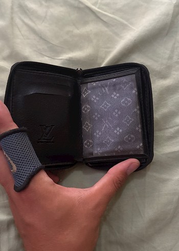 Fermuarlı Gri Kareli Deri Kadın Cüzdanı - Görsel 2