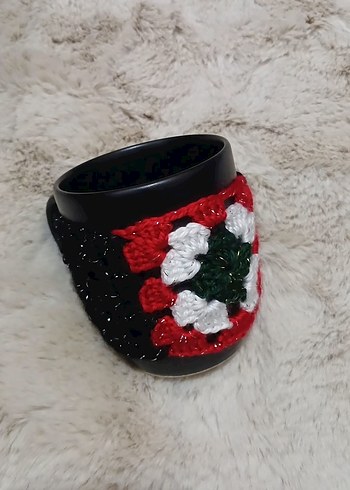 Renkli Örgü  Kadın Bere Eldiveni Kupa Bardak set - Görsel 4