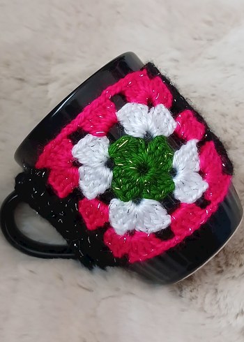 Renkli Örgü Bohem Eldiven Bere Kupa Bardak - Görsel 4