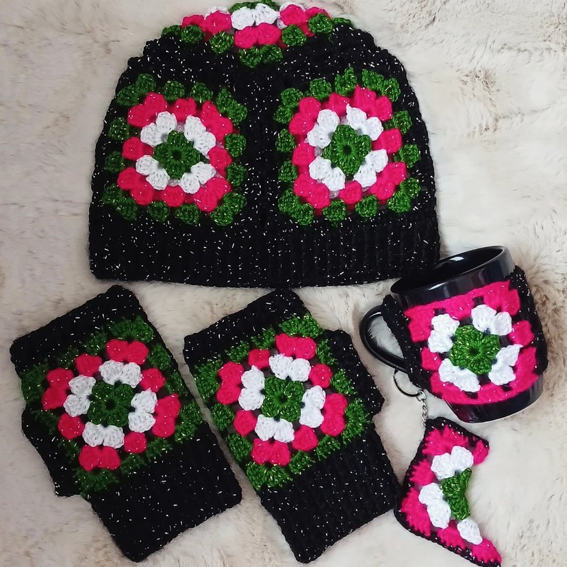 Renkli Örgü Bohem Eldiven Bere Kupa Bardak - Görsel 3