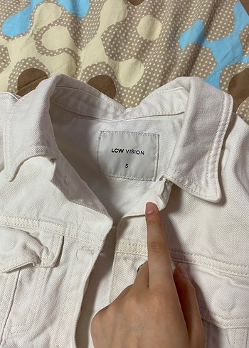 Beyaz Kadın Kot Ceket Düğmeli - Görsel 6