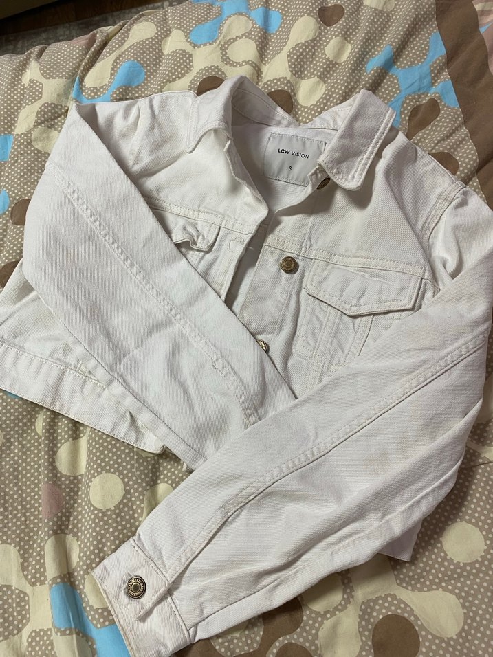 Beyaz Kadın Kot Ceket Düğmeli - Görsel 3