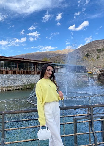 Beyaz kumaş pantolon - Görsel 4