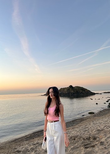 Beyaz kumaş pantolon - Görsel 2