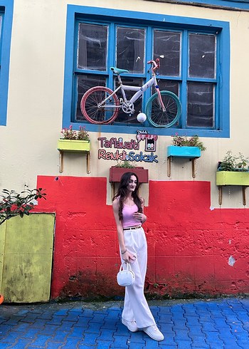 Beyaz kumaş pantolon - Görsel 3