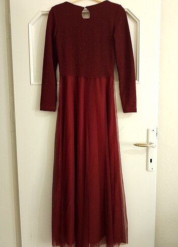Kırmızı simli tesettür abiye  - Görsel 2
