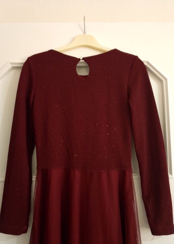 Kırmızı simli tesettür abiye  - Görsel 5