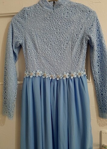 Mavi şık elbise - Görsel 2