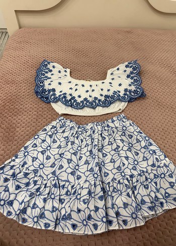 Koton Kids Koton Kızlar İçin Mavi Nakışlı Bohem Elbise