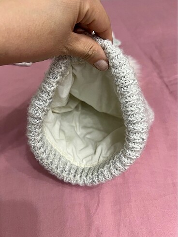 5-8 Yaş, 22 cm Beden beyaz Renk Atkı bere