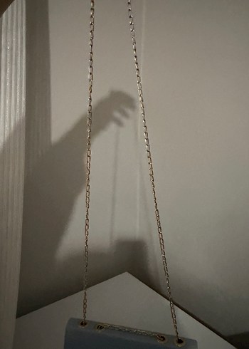 Mavi Deri Zincir Detaylı Kadın Çanta - Görsel 3