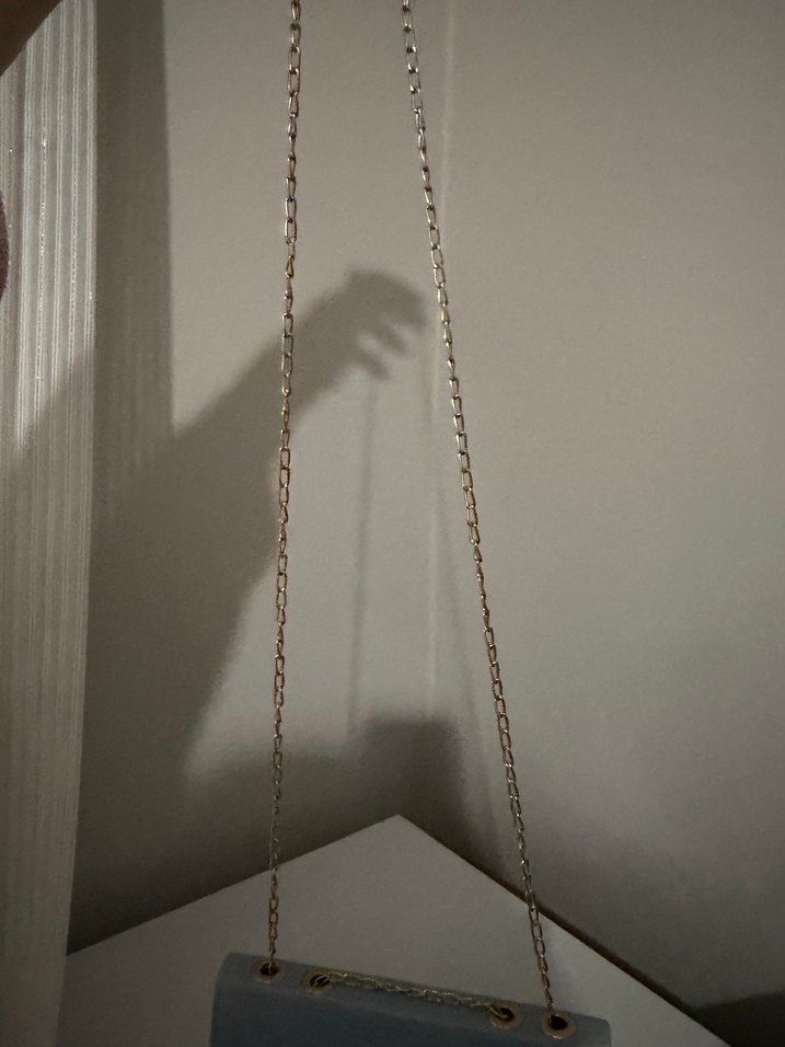 Mavi Deri Zincir Detaylı Kadın Çanta - Görsel 3