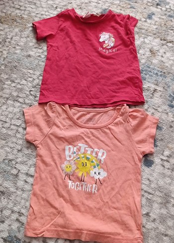 Kız Çocuk Renkli Baskılı Kısa Kollu Pamuk Tişört