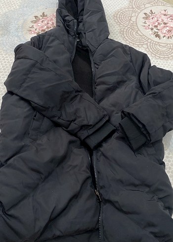 Defacto Siyah Kapusonlu Sisme Mont