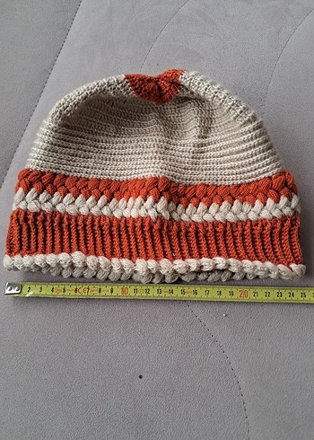 Bohem Tarz Bej ve Turuncu Örgü Bere - Görsel 3