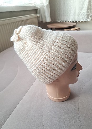 Beyaz Örgü Kadın Bere - Görsel 2