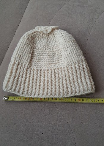 Beyaz Örgü Kadın Bere - Görsel 4