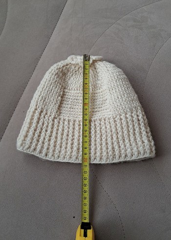 Beyaz Örgü Kadın Bere - Görsel 5