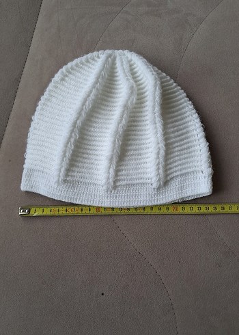 Beyaz Örgü Kadın Bere - Görsel 3