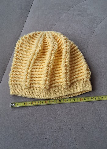 Sarı Örgü Kadın Bere - Görsel 3