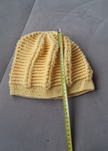 Sarı Örgü Kadın Bere - Görsel 4
