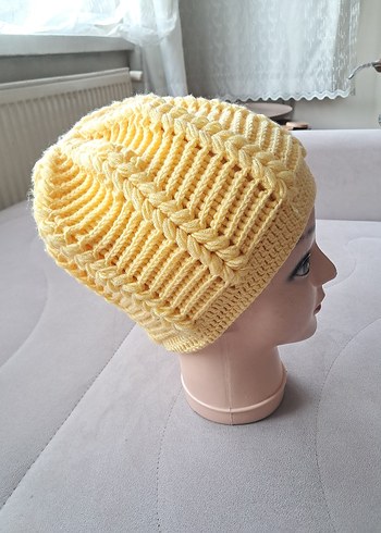 Sarı Örgü Kadın Bere - Görsel 2