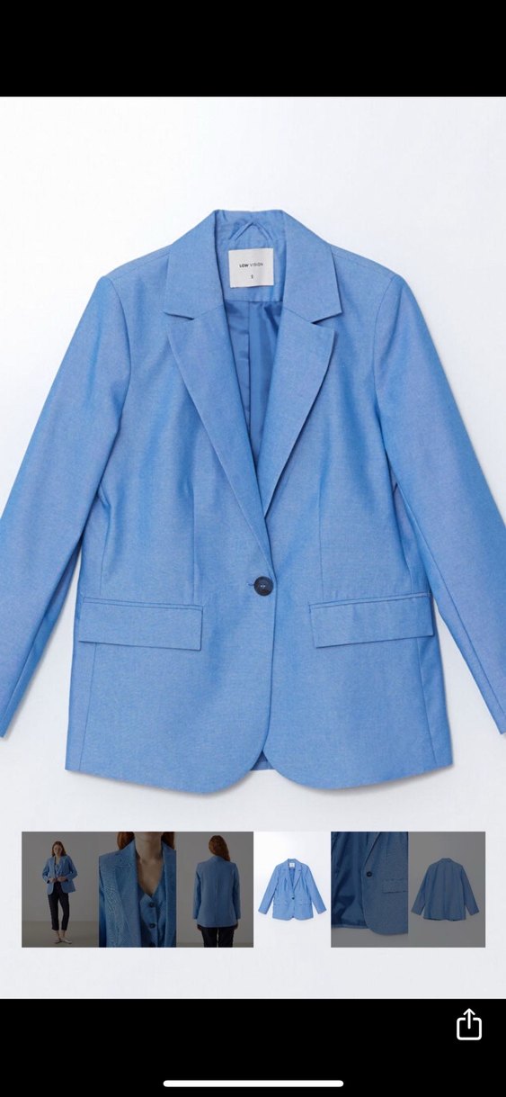 Mavi Düğmeli Kadın Blazer Ceket takım - Görsel 3