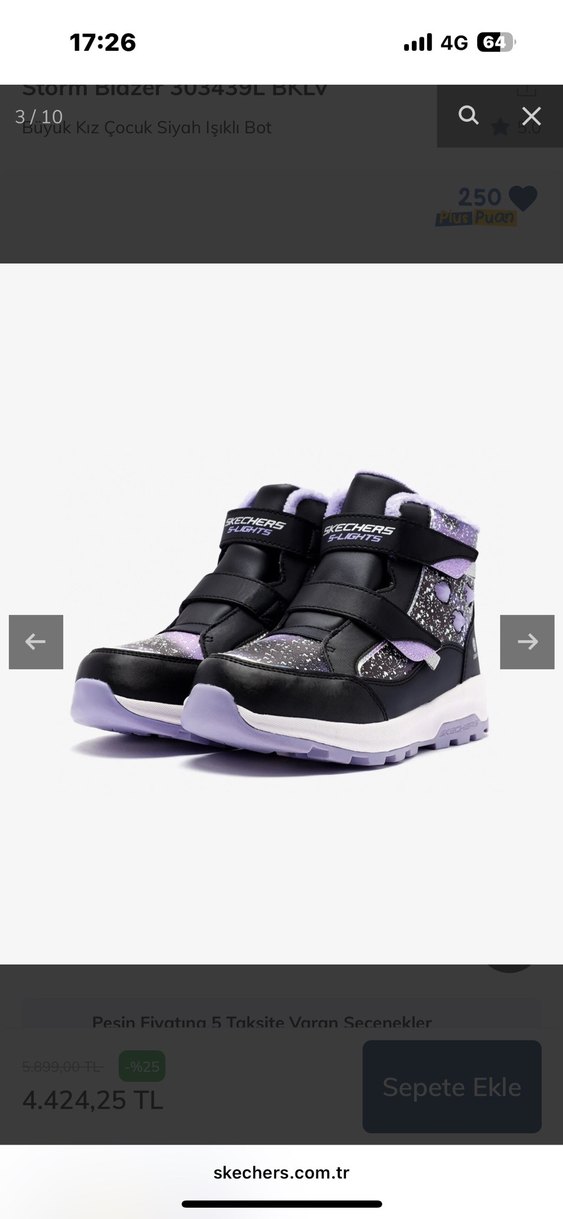 Mor Yılan Desenli Kız Çocuk Botu Velcro - Görsel 3