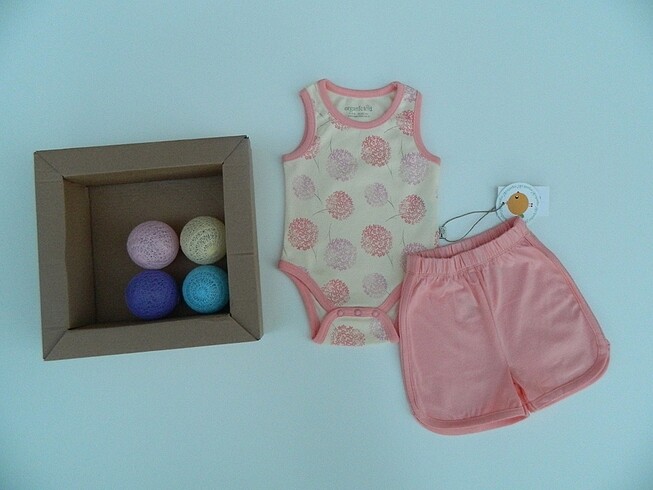 Organickid 0-3 ay etiketli 2li zıbın şort takım
