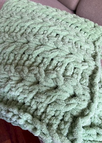 Pastel Yeşil Örgü Çocuk Battaniyesi - Görsel 2